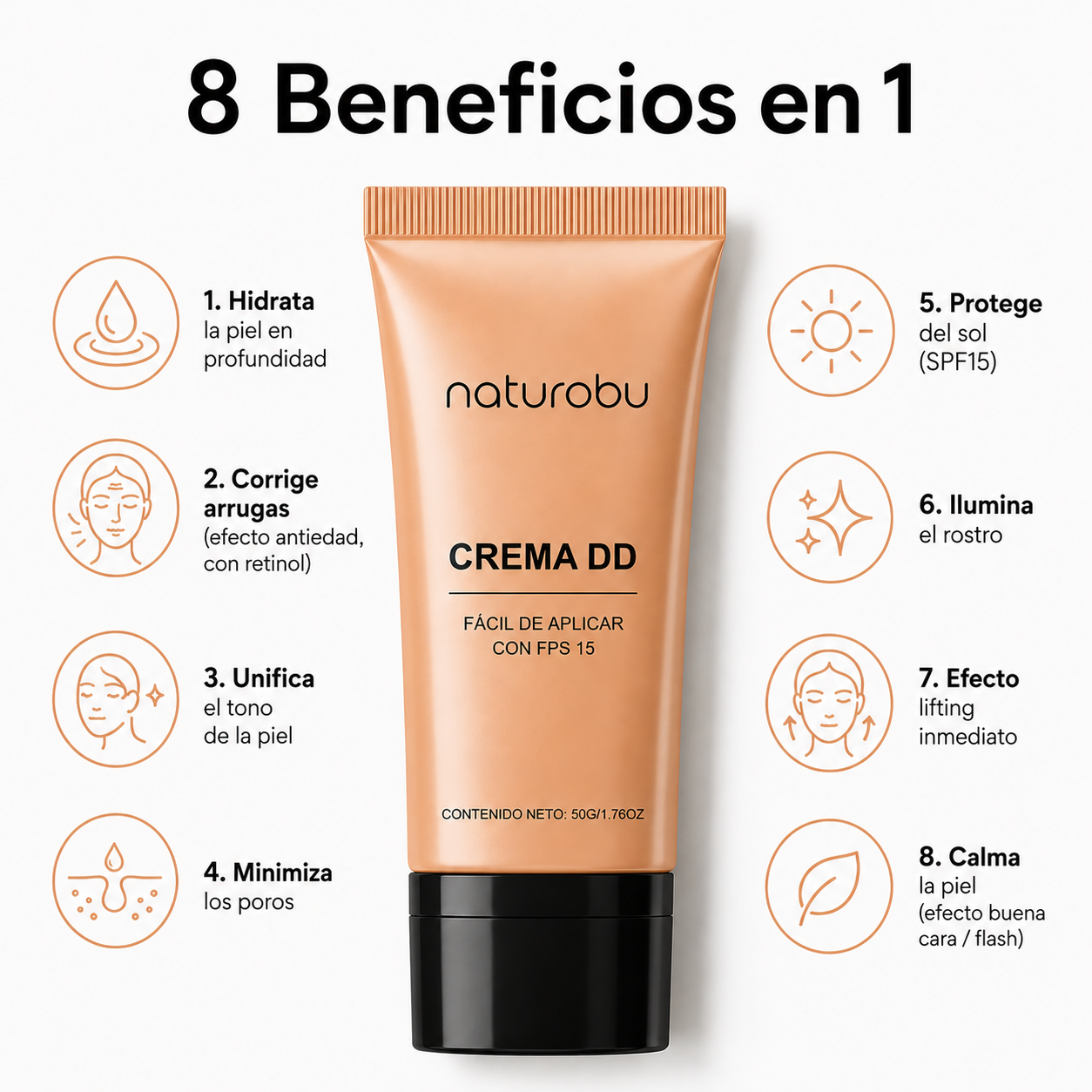 Naturobu® DD Cream 8 en 1 con SPF15